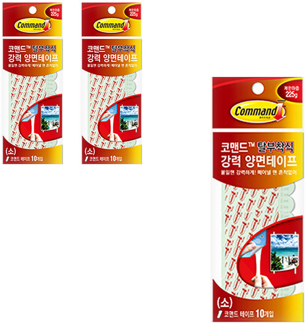 코맨드 3M 리필테이프 소형 10입, 화이트, 3개