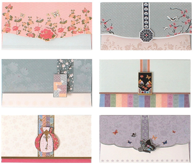 톡톡팬시 1000 전통 감사 봉투 시즌2 6종 세트, 혼합색상, 1세트