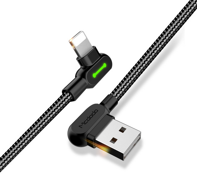 맥도도 90도 라이트 8핀 케이블 0.5m, 블랙, 1개