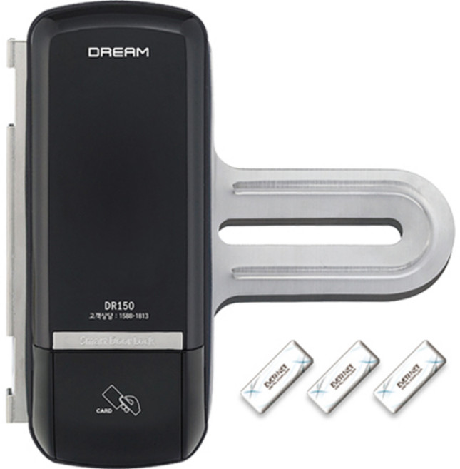 에버넷 드림 글라스 유리문 전용 디지털보조키 손잡이 없음 도어락, DR150-S, 고객직접설치