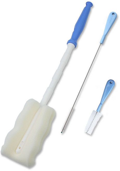 베이비베어 일자형 텀블러 세척솔 3종 세트, 블루, 1세트