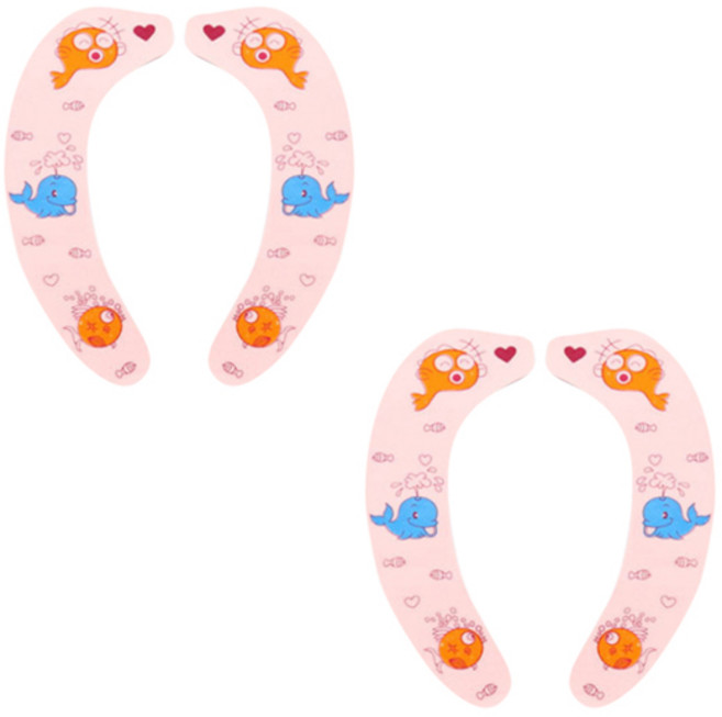 블럭마트 욕실 변기시트, 핑크물고기, 2개