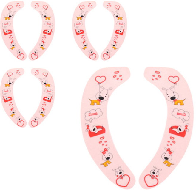 블럭마트 욕실 변기시트, 핑크강아지, 4개