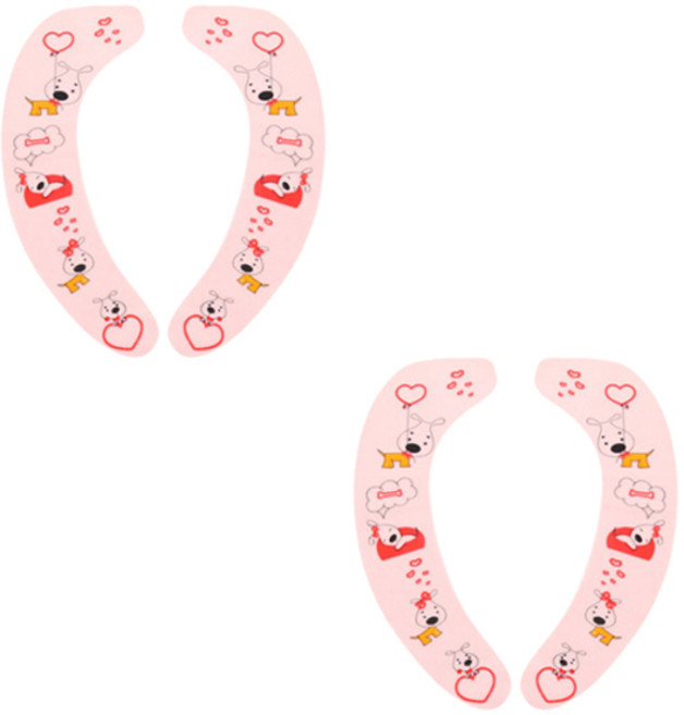 블럭마트 욕실 변기시트, 핑크강아지, 2개