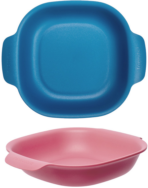 나인웨어 국산 프렌즈 사각 샐러드볼 2P, 블루+핑크, 1세트