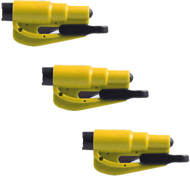 앤티스 차량용 안전 망치, 3개, 옐로우