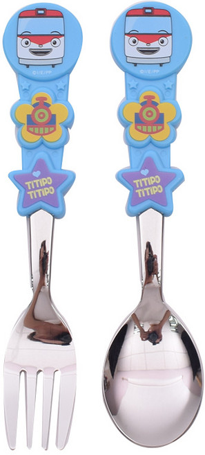 릴팡 띠띠뽀띠띠뽀 입체핸들 스푼 포크 세트 TI5014, 혼합 색상, 1세트