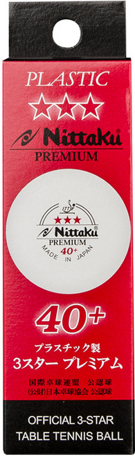 닛타쿠 3스타 프리미엄 40+ 시합구 탁구공, 혼합색상, 3개입, 1개