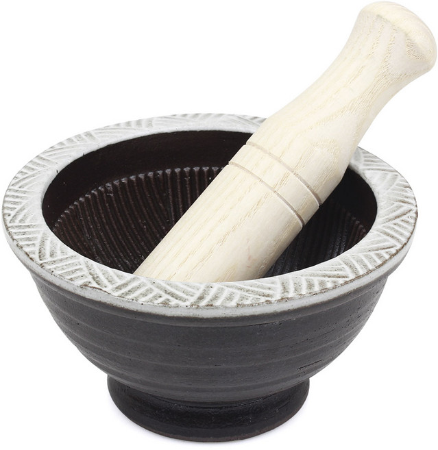 레벤쿠첸 여주 도자기 깨갈이 미니 절구 + 방망이 세트, 1세트