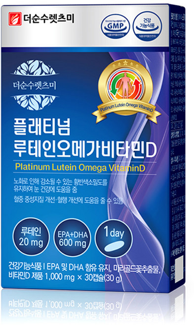 더순수렛츠미 플래티넘 루테인 오메가 비타민D 영양제, 30정, 1개