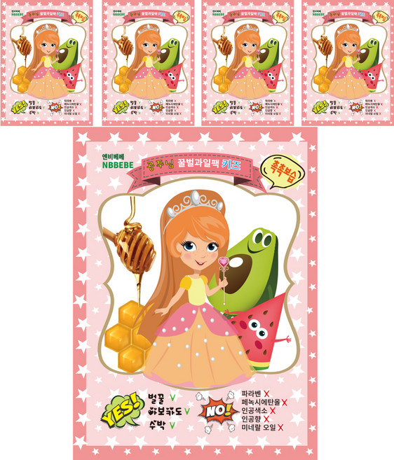 엔비베베 키즈 공주님 꿀벌과일 마스크팩, 1개입, 5개