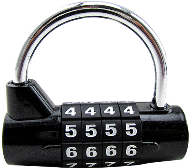 하늬통상 4단 원통 비밀번호 자물쇠 블랙, 1개