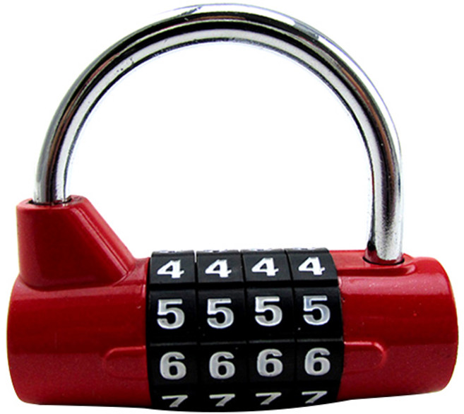 하늬통상 4단 원통 비밀번호 다이얼자물쇠 레드, 1개