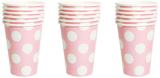 도트무늬 핑크 종이컵, 6개입, 3개