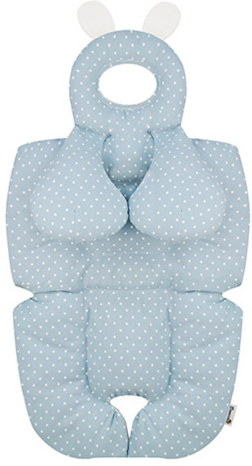 보니숑 짱구베개 + 목베개 일체형 사계절 유모차라이너, 워싱블루, 1개
