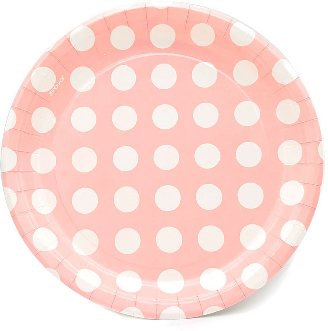 파티피아 파티접시 도트무늬 핑크 18cm, 6개, 3개