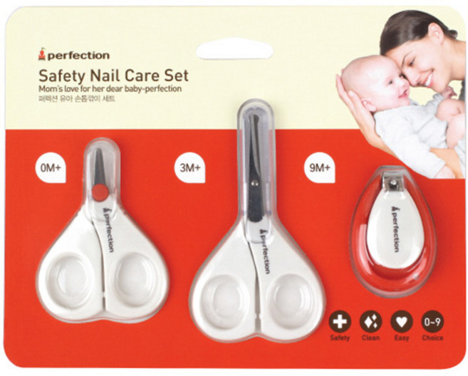 퍼펙션 신생아 손톱깍이 3종세트, 혼합 색상, 1세트