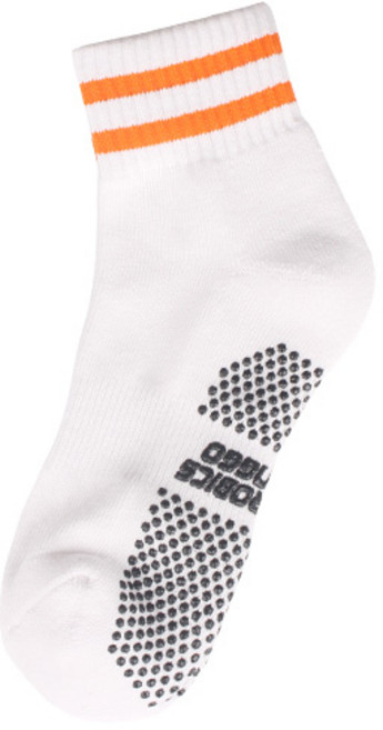 에어로빅 줄 중간양말, 화이트 + 오렌지줄, 1개