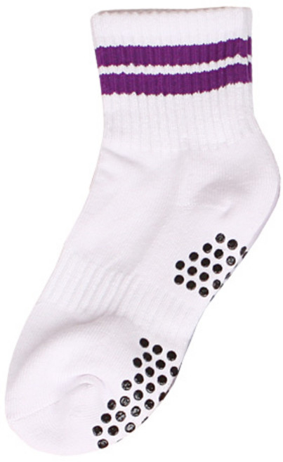 에어로빅 줄 중간양말, 화이트 + 진퍼플줄, 1개