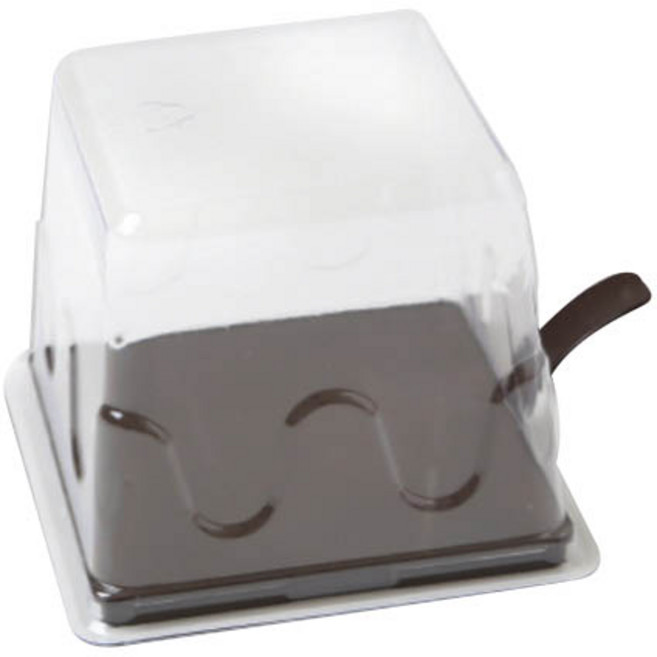 이홈베이킹 사출 조각케익 받침 사각 + 덮개, 초코, 10세트