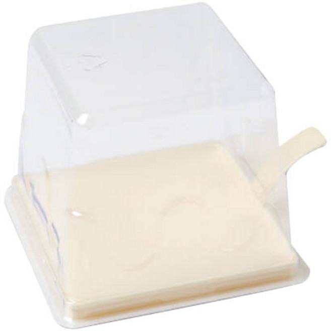 이홈베이킹 사출 조각케익 받침 사각 + 덮개, 크림, 10세트