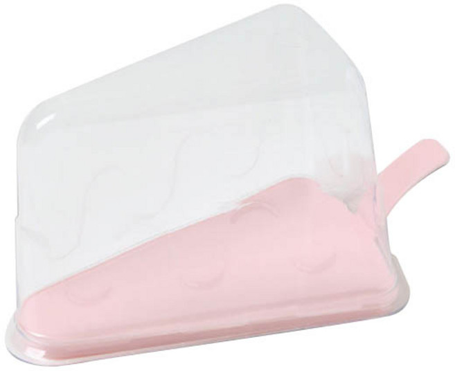 국산 사출 조각케익 받침 삼각 + 덮개, 핑크, 10세트