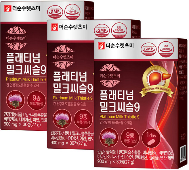 더순수렛츠미 플래티넘 밀크씨슬9, 30정, 3개