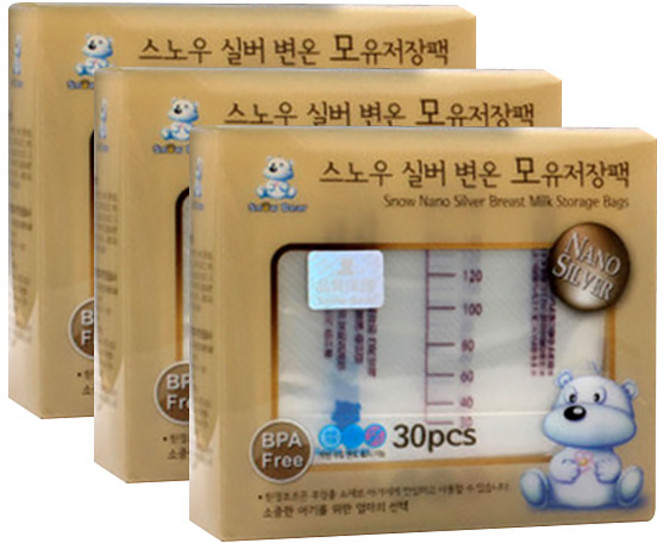 스노우베어 나노모유저장팩 200ml, 30매, 3개