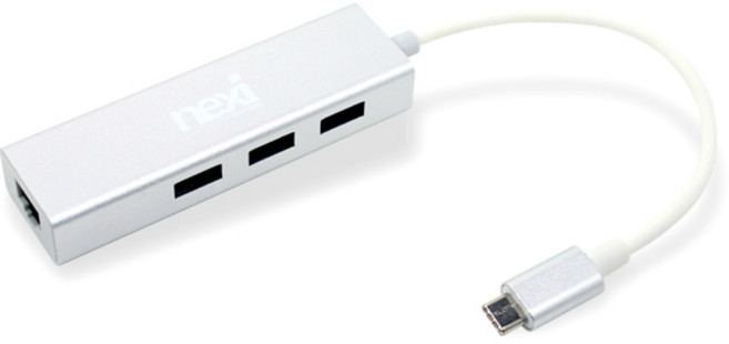 넥시 USB 3.0 허브 3포트 기가비트 유선 랜카드 NX-UH3P1L, 화이트, 1개