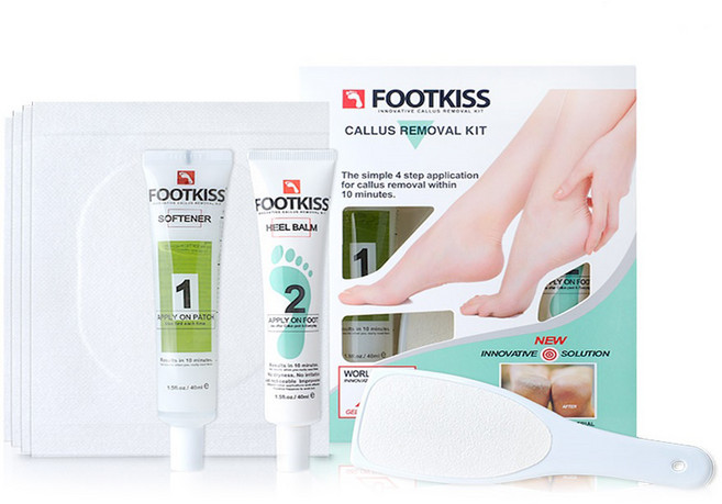 바렌 풋키스 발뒤꿈치 각질 제거 홈 세트 패치 4p + 연화제 40ml + 풋파일 + 힐밤 풋크림 40ml, 1세트