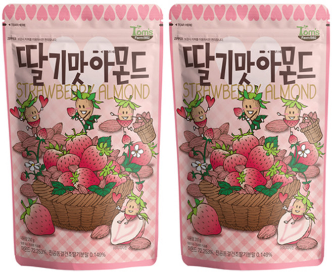 탐스팜 딸기맛 아몬드, 210g, 2개입