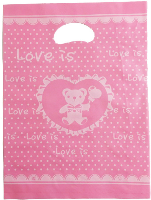 팩스타 펀칭 비닐 포장봉투 가로 25cm x 세로 35cm PE25, 핑크곰, 50개입