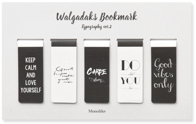 왈가닥스 마그네틱 북마크 5p 세트, 타이포그래피  ver2, 1세트