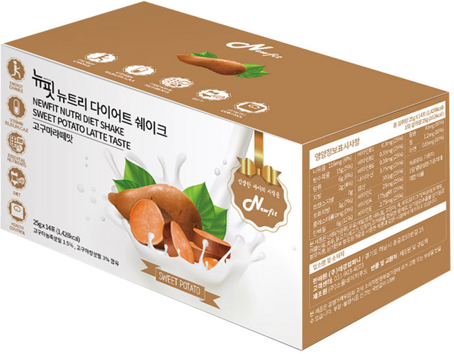 뉴핏 단백질 다이어트 쉐이크 고구마맛, 25g, 14개입