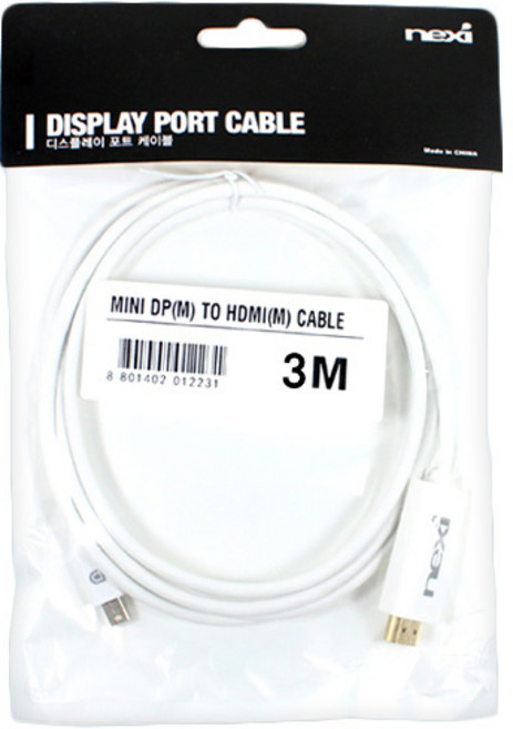 넥시 MINI DP to HDMI 변환 케이블 미니 디스플레이 포트 3m, 1개