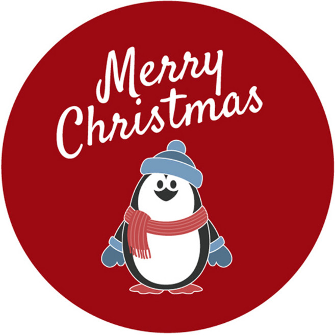 스티키데코 크리스마스 스티커 펭귄 메리 크리스마스 중, 레드, 24개입