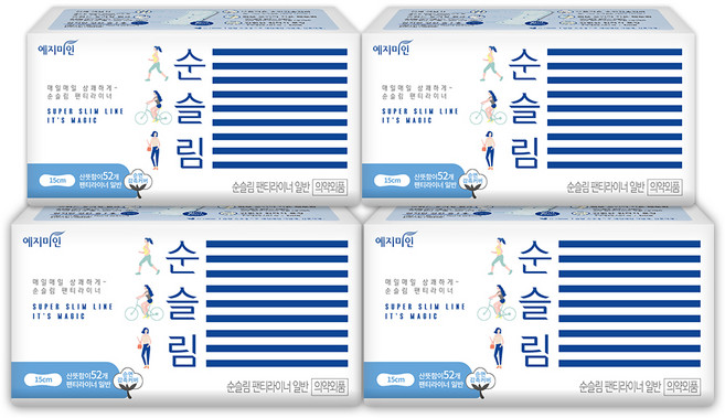 예지미인 순슬림 팬티라이너, 일반, 52개입, 4개