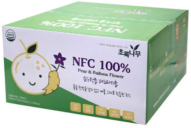 초록나무 NFC 100% 순수착즙 배도라지즙, 100ml, 50개입