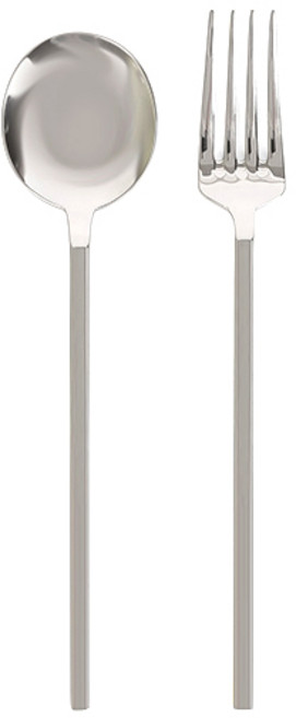 골든벨금속 스퀘어 민 디저트 스푼/포크 세트 한식수저세트, 1개, 스푼 + 포크