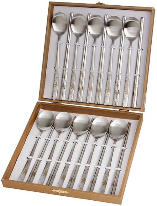 골든벨금속 허브 골드 레이저 수저 세트, 1세트, 숟가락 10p + 젓가락 10p