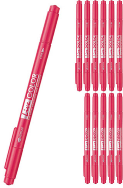 모나미 라이브칼라 사인펜, 로즈, 12개