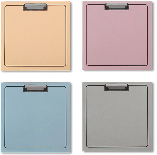 톡톡팬시 떡메모지 클립보드 혼합 세트, 옐로우 + 핑크 + 블루 + 그레이, 1세트