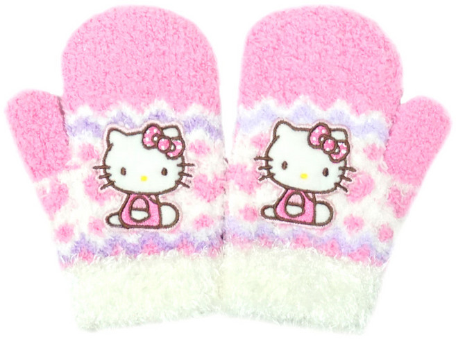 헬로키티 하트물결 엄지날개사 장갑