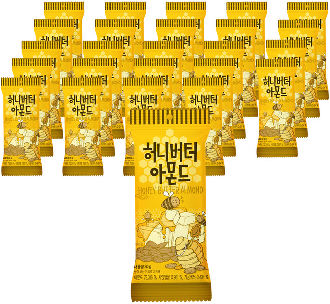 탐스팜 허니버터 아몬드, 30g, 25개
