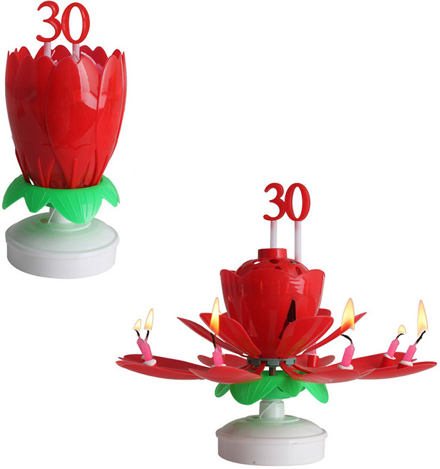 파티라이프 숫자 연꽃초 + 숫자 세트, 레드, 2세트