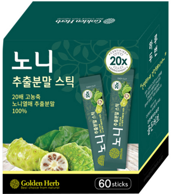골든허브 20배 농축 노니 추출분말 스틱, 60개, 1g