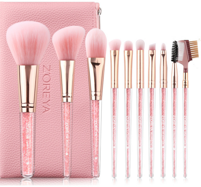 조레야 블링앤수 메이크업 브러쉬세트 브러쉬 10종 + 케이스 세트 BRISH0302, 핑크, 1개