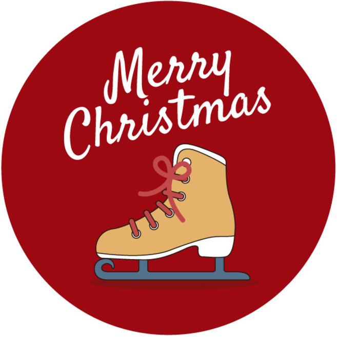 스티키데코 크리스마스 스티커 565 스케이트 메리 크리스마스 소, 레드, 40개입