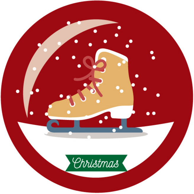 스티키데코 크리스마스 스티커 571 스케이트 스노우볼 소, 레드, 40개입