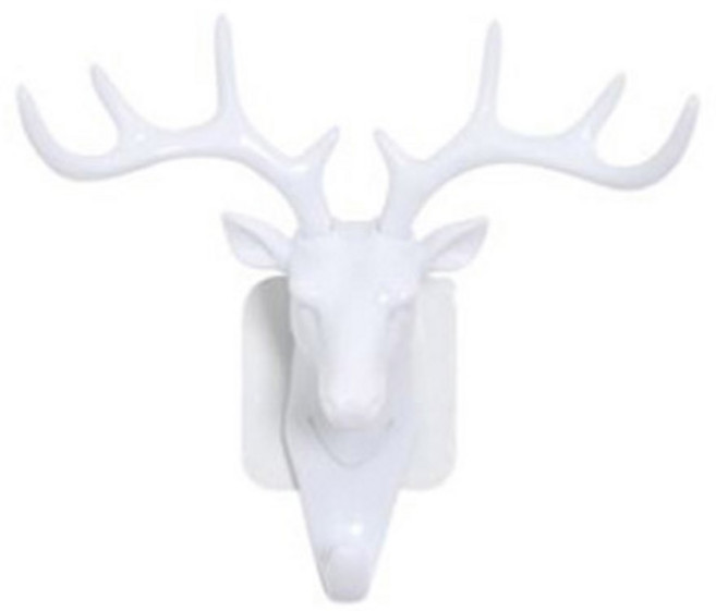 리빙듀오 북유럽 사슴 벽걸이 후크, 화이트, 1개